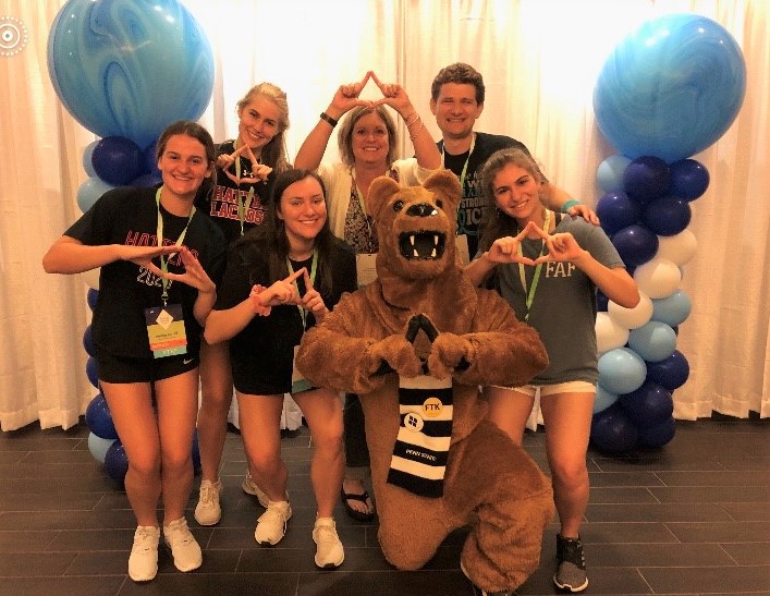 four co-presidents Lindsey Rich, Audrey Carrell, Lexie Gill and Angelina Spiezio and two advisors Jennifer Mcelrath and Anthony Adamucci at the conference.